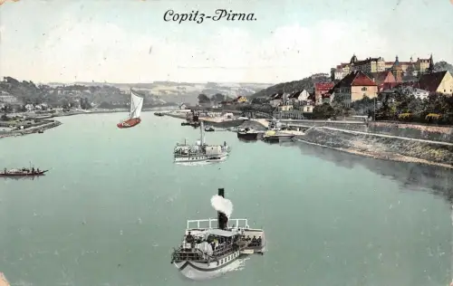 Copitz-Pirna Dampfer Elbe Feldpostkarte AK 1915