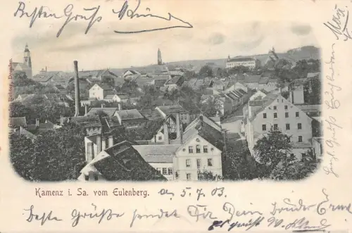 Stadtansicht von Kamenz Sachsen Postkarte AK 1903