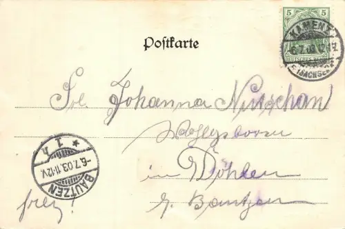 Stadtansicht von Kamenz Sachsen Postkarte AK 1903