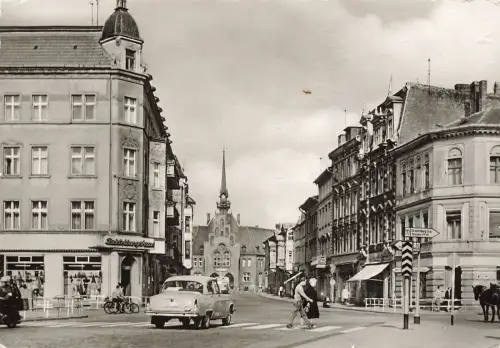 Blick auf Berliner Straße in Nauen Brandenburg Postkarte AK