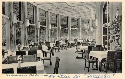 Bad Hermannsborn Terrasse Moor-, Stahl- u. Kohlensäurebäder AK
