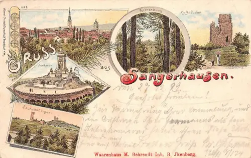 Gruss aus Sangershausen Rothenburg Kyffhäuser Postkarte AK 1899