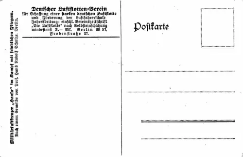 Militärluftkreuzer Hansa im Kampf mit feindlichen Fliegern Patriotika Postkarte
