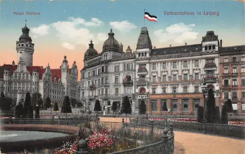 Neues Rathaus Verbandshaus in Leipzig Postkarte AK