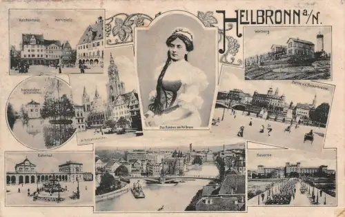 Heilbronn a./N. Partie a. d. Neckarbrücke Kätzchenhaus Feldpostkarte AK 1916