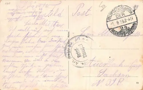 Worms a. Rh. Bahnhof Feldpostkarte 1915