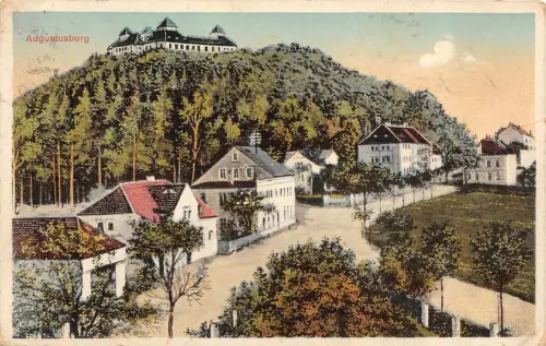 Schloss-Gartenwirtschaft in der Augustusburg Postkarte AK 1927