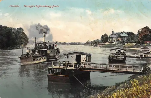 Pillnitz Dampfschifflandungsplatz Feldpostkarte AK 1916