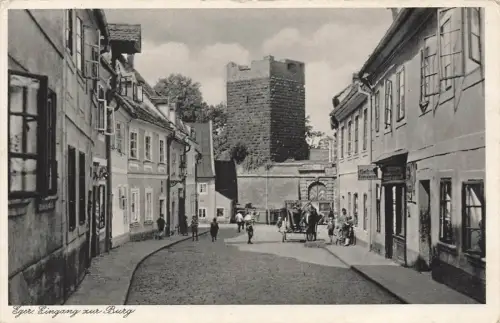 Eingang zur Burg in Eger Böhmen Postkarte AK 1939