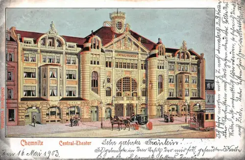 Chemnitz Central-Theater Postkarte AK 1903