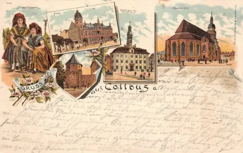 Gruss aus Cottbus AK Litho 1897