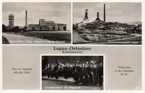 Paradeuniform Bergleute Luga-Oelsnitzer Kohlenrevier Sachsen Postkarte AK 1937