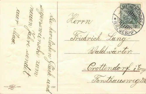 Neujahr Kinder mit Reichsanknoten AK geprägt 31.12.1913 Meinersdorf