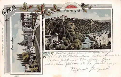 Gruss aus Wolkenstein Warmbad Postkarte 1900