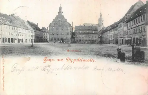 Gruss aus Dippoldiswalde Marktplatz Postkarte 1899