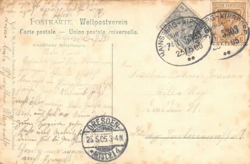 Sächsisches Königshaus mit König August und Prinz Georg Patriotika AK 1905