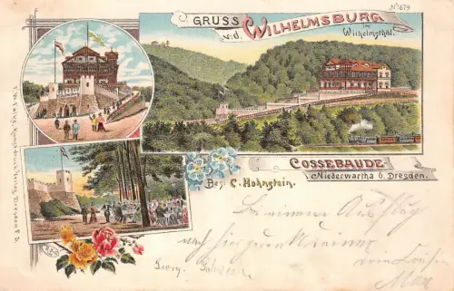 Gruss Wilhelmsburg im Wilhelmsthal Cossebaude Niederwartha Postkarte AK 1900