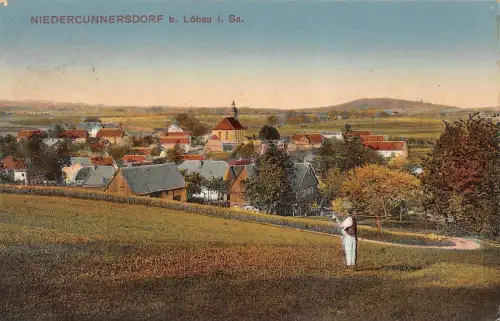 Stadtansicht Niedercunersdorf bei Löbau Sachsen Postkarte AK 1920