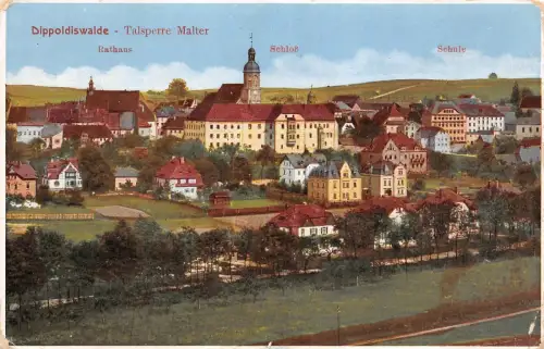 Dippoldiswalde Talsperre Malter Rathaus Schloß Schule Postkarte AK