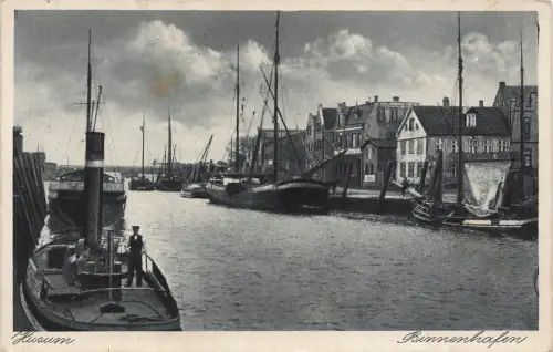 Ansicht Binnenhafen in Husum Schleswig-Holstein Postkarte AK 1924