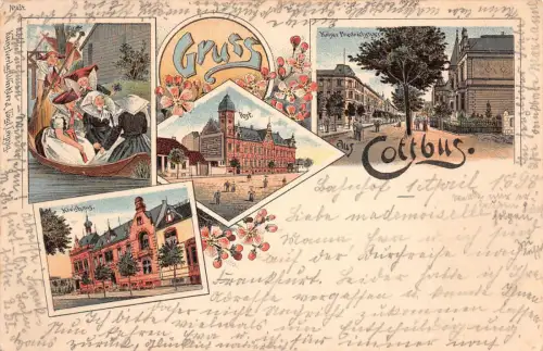 Cottbus Friedrichstrasse , Post Litho Postkarte 1898