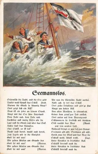 Seemanlos mit Reichsfahne Patriotika Postkarte AK