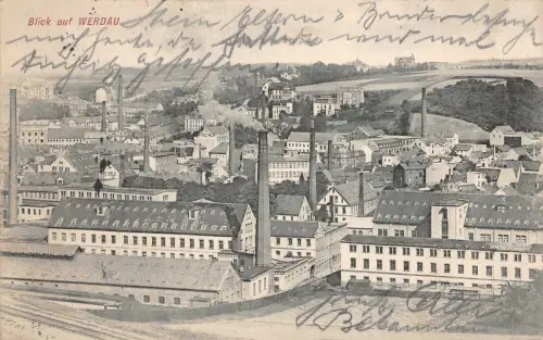 Blick auf Werdau Ansicht Panorama Feldpostkarte AK 1915