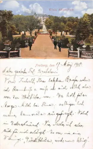König Albert-Park Freiberg Sachsen Postkarte AK 1918