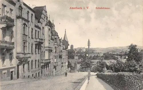 Schulstraße Auerbach Vogtland Sachsen Postkarte AK 1912