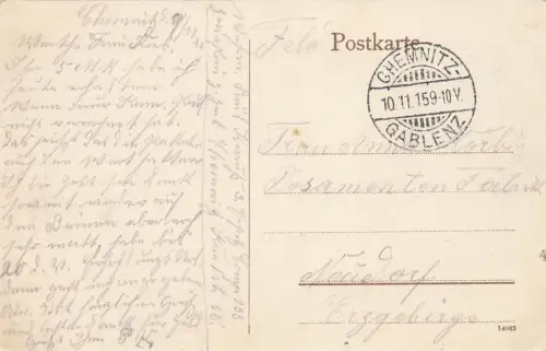 Blick auf den Schlossteich mit Kirche in Chemnitz Sachsen Postkarte AK 1915