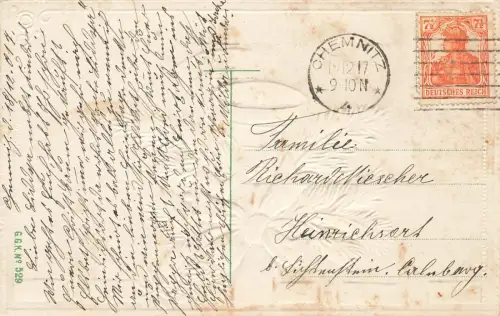 Ein glückliches Weihnachtsfest Schleife Glöckchen Postkarte AK 1917