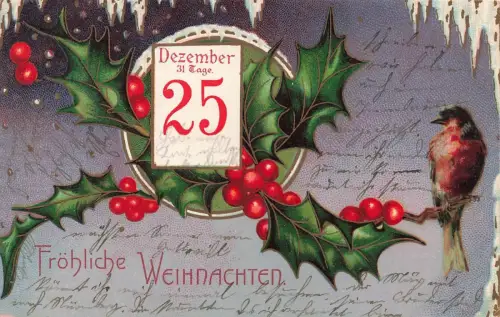 Fröhliche Weihnachten Dezember 31 Tage 25 Postkarte AK 1907