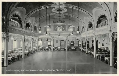 Müllers Hotel Ball- und Garten-Lokal Großbothen Grimma Postkarte AK 1943