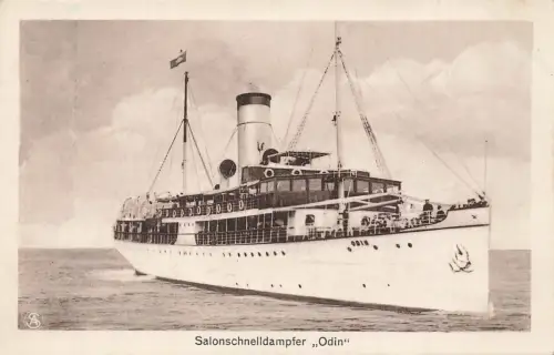 Salonschnelldampfer Odin Auf hoher See Schiffe Postkarte AK 1925