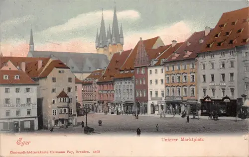 Eger Unterer Marktplatz Postkarte AK 1909