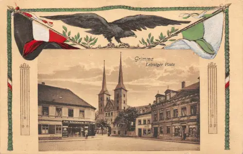 Leipziger Platz in Grimma Sachsen Postkarte AK 1916