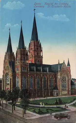 Ansicht St. Elisabeth-Kirche in Lemberg Ukraine Postkarte AK 1917