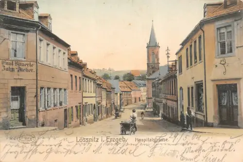 Lössnitz i. Erzgeb. Hospitalstrasse Postkarte AK 1904