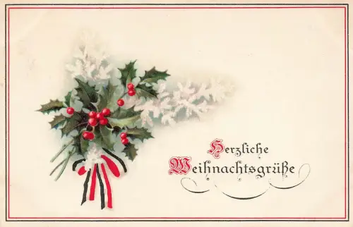 Herzliche Weihnachtsgrüße mit Reichsfahne Patriotika Postkarte AK