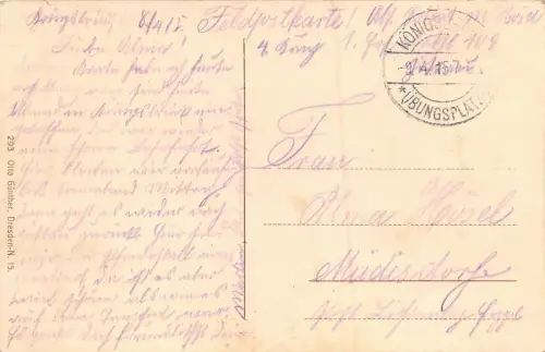 Truppenübungsplatz Königsbrück Militär-Kantine Feldpost AK 1915