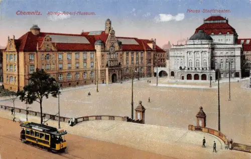 Chemnitz König-Albert-Museum Neues Stadttheater Feldpostkarte AK 1916