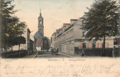 Werdau i. S. Georgenstrasse Postkarte AK 1903