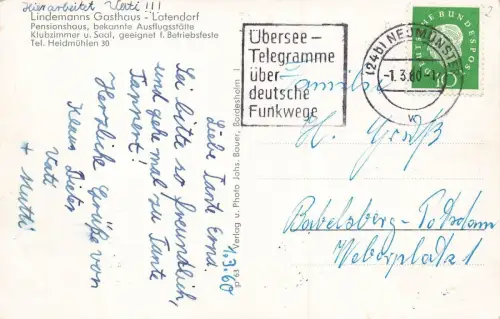 Lindemanns Gasthaus in Latendorf Schleswig-Holstein Postkarte AK 1960