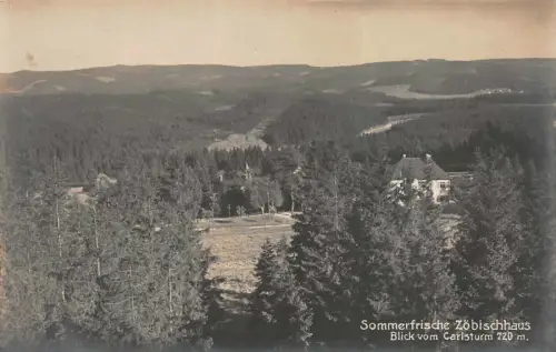 Sommerfrische Zöbischhaus Blick vom Carlsturm 720m Postkarte AK