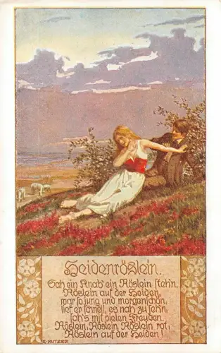 Volksliederkarten Nr.7 Heidenröslein E. Kutzner Künstlerkarte