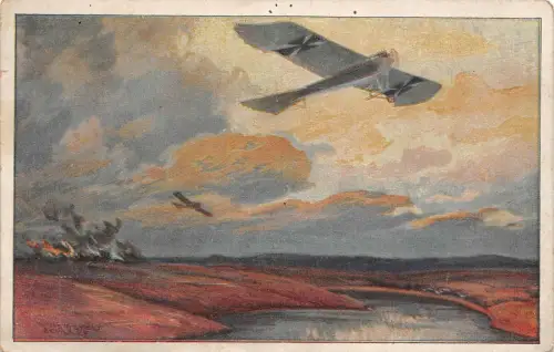 Militärtaube auf Erkundungsflug bei den Masurischen Seen Patriotika Postkarte