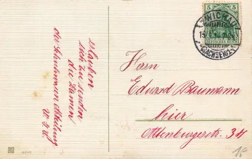 Herzlichen Glückwunsch zum Geburtstage Hufeisen Kleeblatt Kinder Postkarte 1914