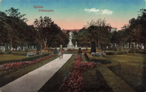 Wilhelmsplatz in Görlitz Sachsen Postkarte AK 1924