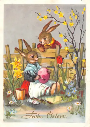 Frohe Ostern Hasen Postkarte Mannheim