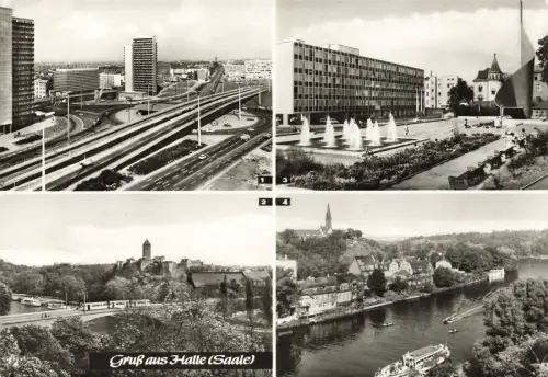 Gruß aus Halle Kröllwitz und Flamme der Revolution Sachsen-Anhalt Postkarte AK